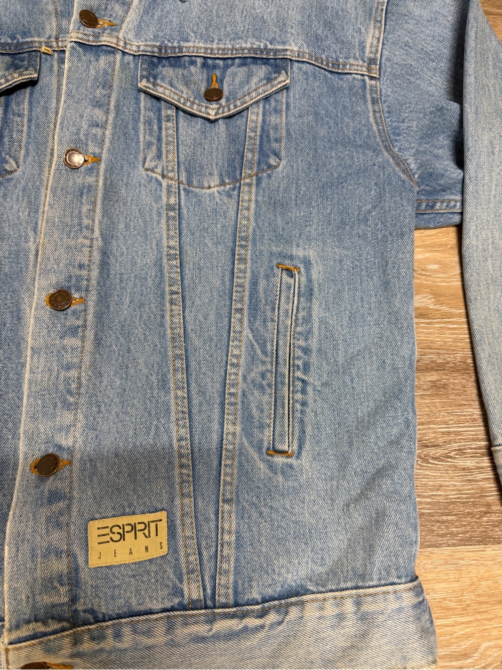 Esprit Vintage 80s/90s Blue Mens Size Medium Trucker Jean Jacket - Picture 3 of 16